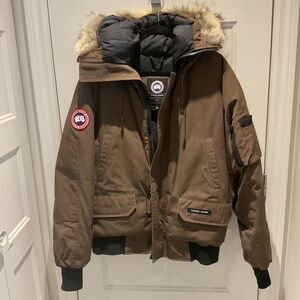 Canada Goose Brown Puffer Jacket with Fur Trim